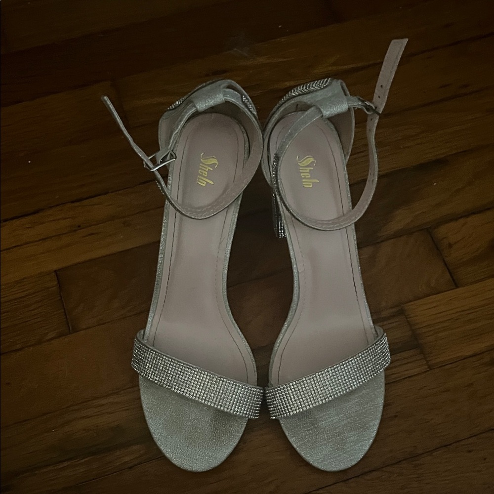 SHEIN Silver Rhinestone Heels